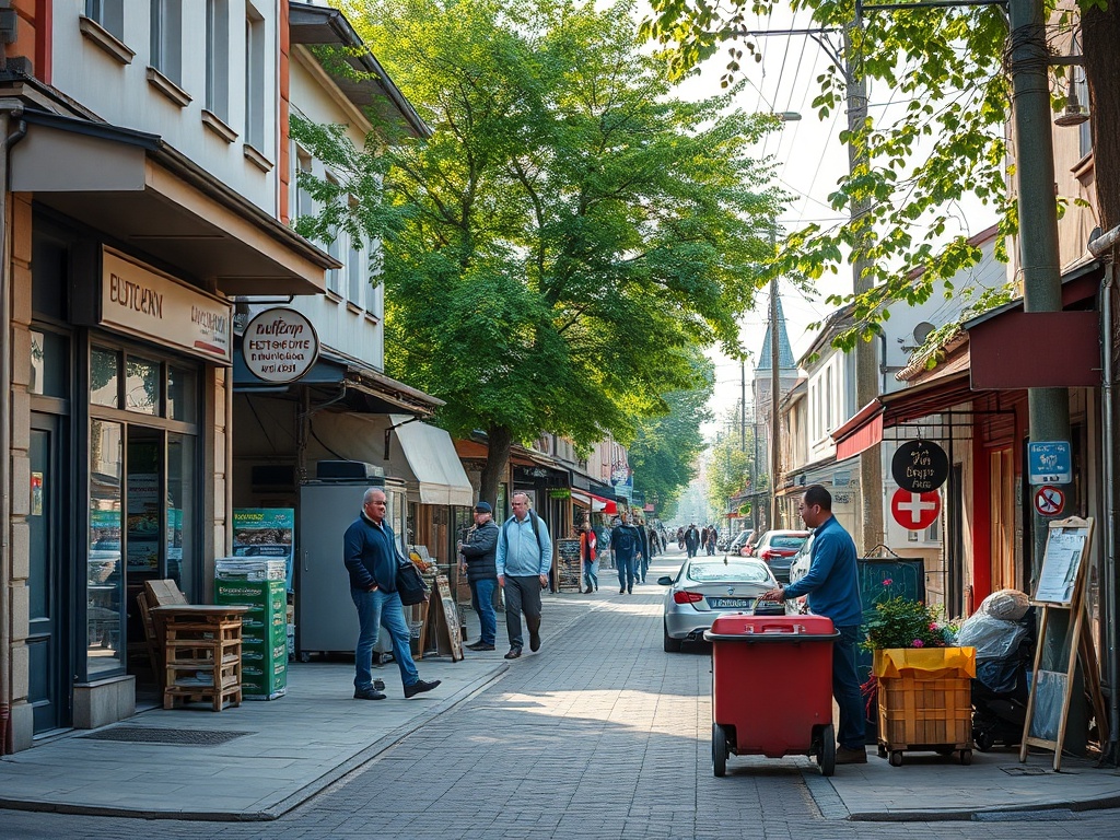 Pracownik elektryk sprawdzający instalacje elektryczne na Rynku Kolejowym w Lidzbarku Warmińskim